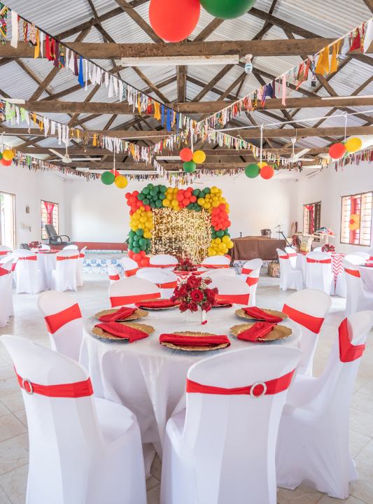 The hall, ready for the party